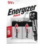 Lot de 2 piles alcaline, ENERGIZER, 9 V max