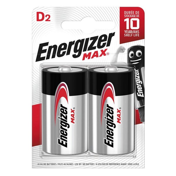 Lot de 2 piles alcaline LR20 D, ENERGIZER, 1.5 V max