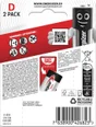 Lot de 2 piles alcaline LR20 D, ENERGIZER, 1.5 V max
