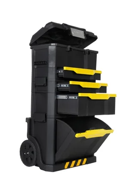 Servante De Chantier + Boîte À Outils Stanley Plastique, 4 Tiroirs 50 Cm