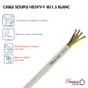 Câble Électrique 4 G 1.5 Mm² Ho5Vvf L.10 M, Blanc