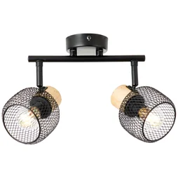 Rampe 2 spots, métal noir E14 max 25 W, BRILLIANT Giada