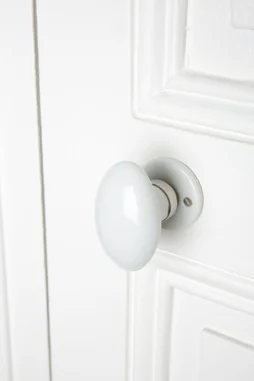 Bouton De Porte Porcelaine, Blanc Nickelé Mat Inspire, Porcelaine Sans Trou