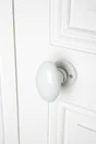 Bouton De Porte Porcelaine, Blanc Nickelé Mat Inspire, Porcelaine Sans Trou