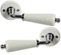 2 Poignées Sur Rosace Porcelaine, Porcelaine De Limoges Nickelé Mat Sans