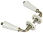 2 Poignées Sur Rosace Porcelaine, Porcelaine De Limoges Nickelé Mat Sans