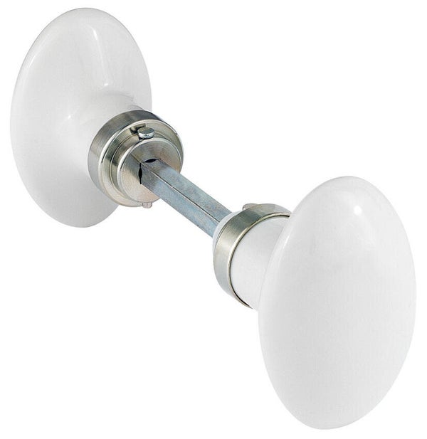 Lot De 2 Boutons De Porte Uni Porcelaine De Limoges Nickelé Mat