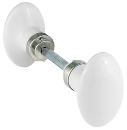 Lot De 2 Boutons De Porte Uni Porcelaine De Limoges Nickelé Mat