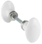 Lot De 2 Boutons De Porte Uni Porcelaine De Limoges Nickelé Mat