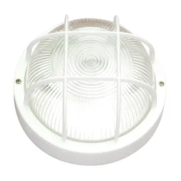 Hublot E27 Avec Grillage, Max 60 W, Sans Ampoule, Rond, Blanc