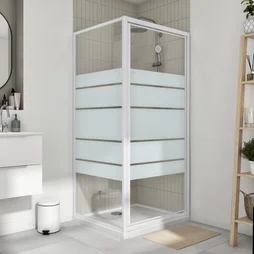 Porte de douche sérigraphié blanc 80 cm, ESSENTIAL