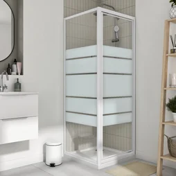 Porte De Douche Pivotante Sérigraphié, Blanc 70 Cm, Essential