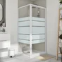 Porte de douche pivotante sérigraphié, blanc 90 cm, ESSENTIAL