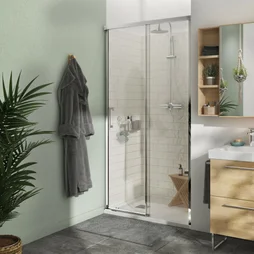 Porte de douche coulissante transparente chromé 100 cm, REMIX