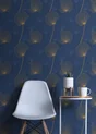Papier Peint Vinyle Sur Intissé Joy Fleur Bleu Et Or