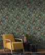 Papier peint vinyle sur intissé Motif jungle nocturne vert