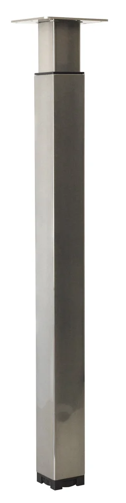 Pied Table Carré Cime Réglable Acier Brossé Gris