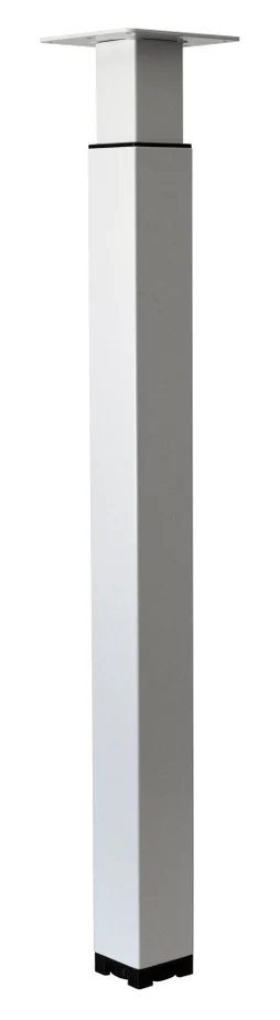 Pied Table Carré Cime Réglable Acier Époxy Blanc