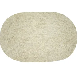 Tapis de bain oval beige,  l.40 x L.60 cm