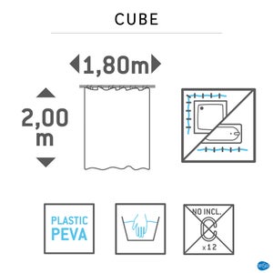 Rideau de douche en peva, Cube 3d 180 x 200 cm cm