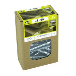 Lot de 25 vis acier tête 6 pans, STANDERS, diam. 8 mm X L.60 mm