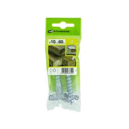 Lot De 2 Vis Acier Tête 6 Pans Standers, Diam.10 Mm X L.60 Mm