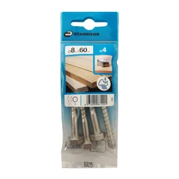 Lot De 4 Tirefond Inox Tête 6 Pans Standers, Diam.8 Mm X L.60 Mm