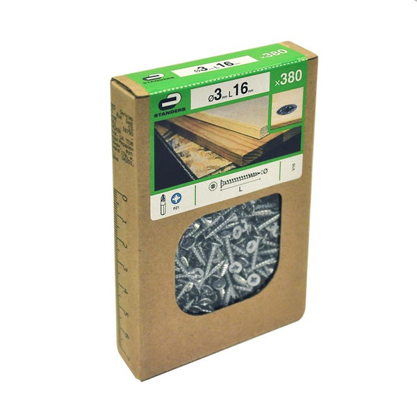 Lot De 380 Vis Acier Tête Fraisée Standers, Diam.3 Mm X L.16 Mm