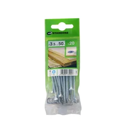 Lot De 20 Vis Acier Tête Fraisée Standers, Diam.3.5 Mm X L.50 Mm