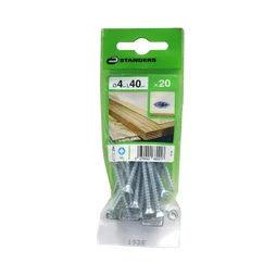 Lot De 20 Vis Acier Tête Fraisée Standers, Diam.4 Mm X L.40 Mm