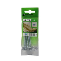 Lot De 6 Vis Acier Tête Fraisée Standers, Diam.4 Mm X L.70 Mm