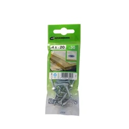 Lot De 30 Vis Acier Tête Fraisée Standers, Diam.4.5 Mm X L.20 Mm