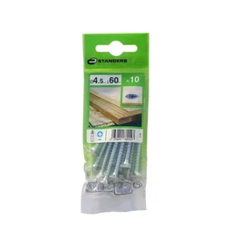 Lot De 10 Vis Acier Tête Fraisée Standers, Diam.4.5 Mm X L.60 Mm