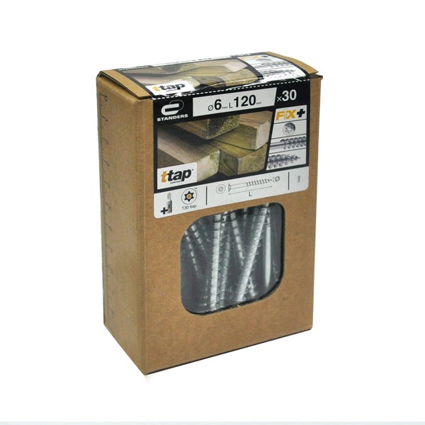 Lot De 30 Vis Acier Tête Fraisée Standers, Diam.6 Mm X L.120 Mm