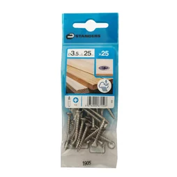 Lot De 25 Vis Inox Tête Fraisée Standers, Diam.3.5 Mm X L.25 Mm