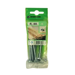 Lot De 6 Vis Acier Tête Ronde Standers, Diam.6 Mm X L.60 Mm