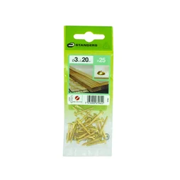 Lot De 25 Vis Laiton Tête Ronde Standers, Diam.3 Mm X L.20 Mm