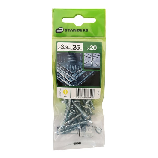 Lot De 20 Vis Autoperceuse Acier Tête Fraisée Phillips Standers X L.25 Mm