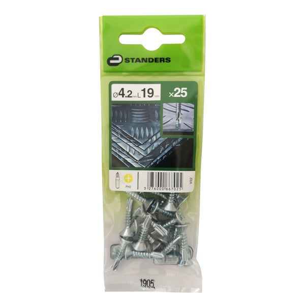 Lot De 25 Vis Autoperceuse Acier Tête Fraisée Phillips Standers X L.19 Mm
