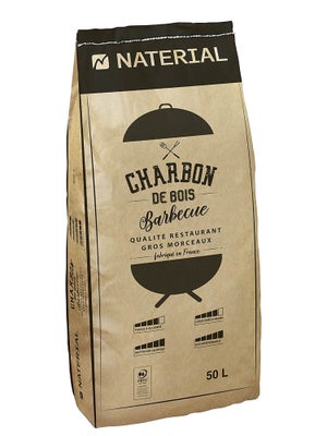 Charbon de bois pour barbecue, NATERIAL, 50 L