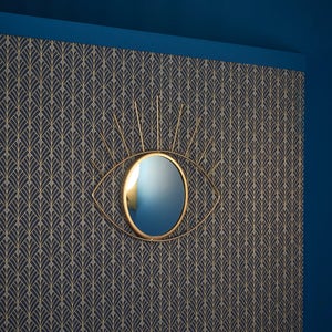 Miroir Ovale Oeil, Dorée, L.36 X H.31 Cm