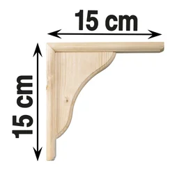 Equerre Volute Bois Brut Naturel, H.15 X P.15 Cm