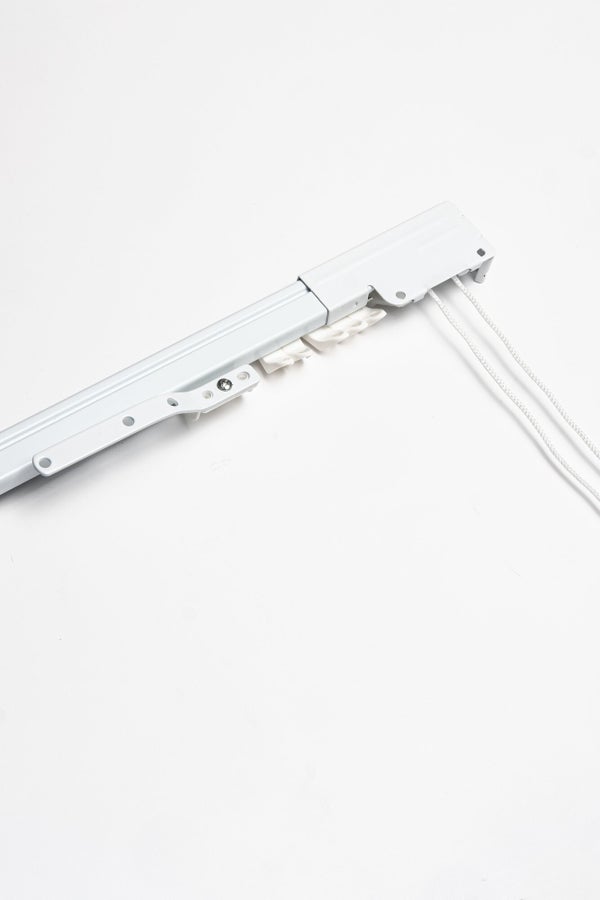 Kit Rail Métal Extens Blanc, L.220 Cm, Ouverture Centrale (2 Rideaux)
