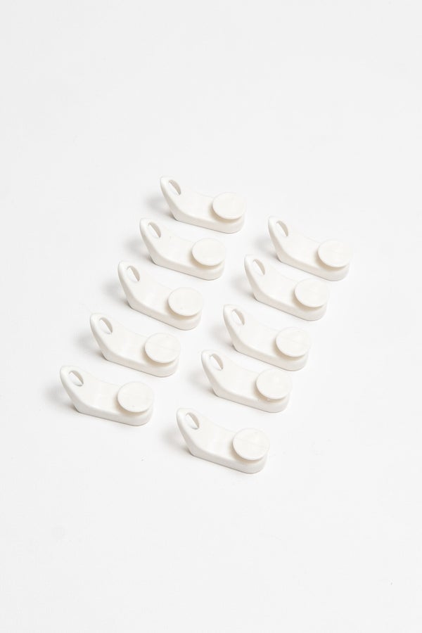 Lot De 10 Glisseurs En Plastique Blanc Extens, L.14 Cm