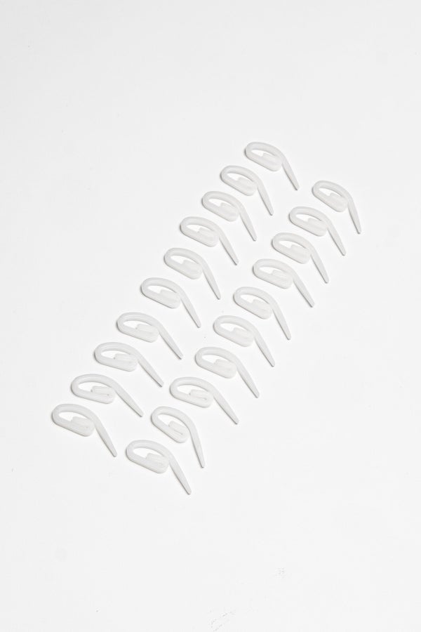Lot De 20 Crochets En Plastique Blanc Extens, L.14 Cm