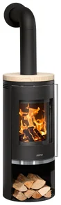 Poêle à bûche Faro 2.0, JUSTUS, 6 kW noir / beige