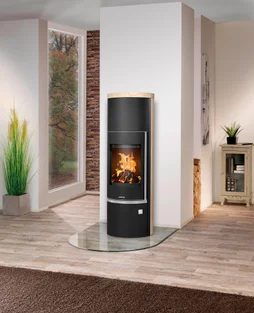 Poêle à bûche Faro w+ 2.0, JUSTUS, 7 kW noir / sable