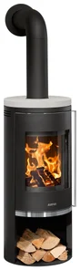 Poêle à bûche Faro 2.0, JUSTUS, 6 kW beige / noir
