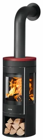 Poêle à bûche Mino trios 2.0, JUSTUS, 5.5 kW noir / rouge