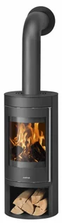 Poêle à bûche Mino 2.0, JUSTUS, 5.5 kW noir / rouge